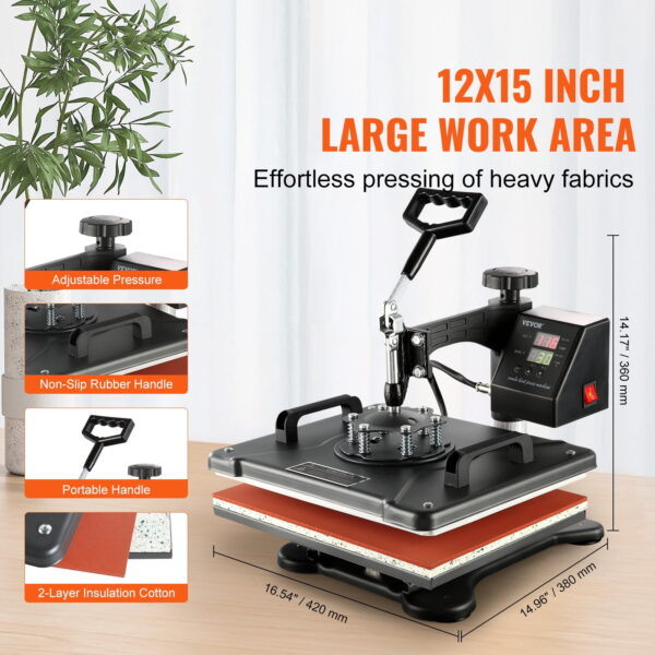 5-in-1 Heat Press Machine | Digital Multifunctional Sublimation T-Shirt Press - Image 4